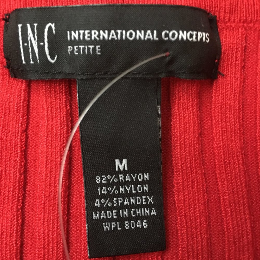 NWT INC International Concepts Red Cowl Neck Short Sleeve Blouse Size MP - Picture 5 of 6